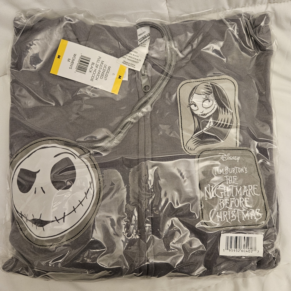 🆕 SIZE M DISNEY HOODIE The Nightmare Before Christmas full zip w/ patches
